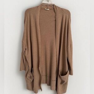 Pact Airplane Open Front Wrap Cardigan 100% Organic Cotton Oversized M/L Tan